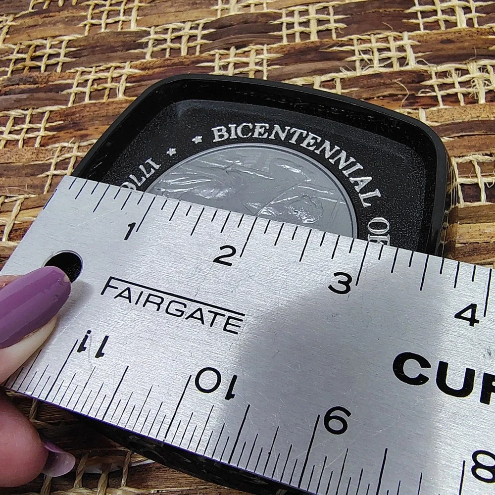 American Bicentennial Coasters 1776-1976 Set of 4 Vtg Home‎ Decor Black Silver